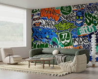 Urban Tag Team Graffiti Sticker Mania Wall Mural - Wallanza