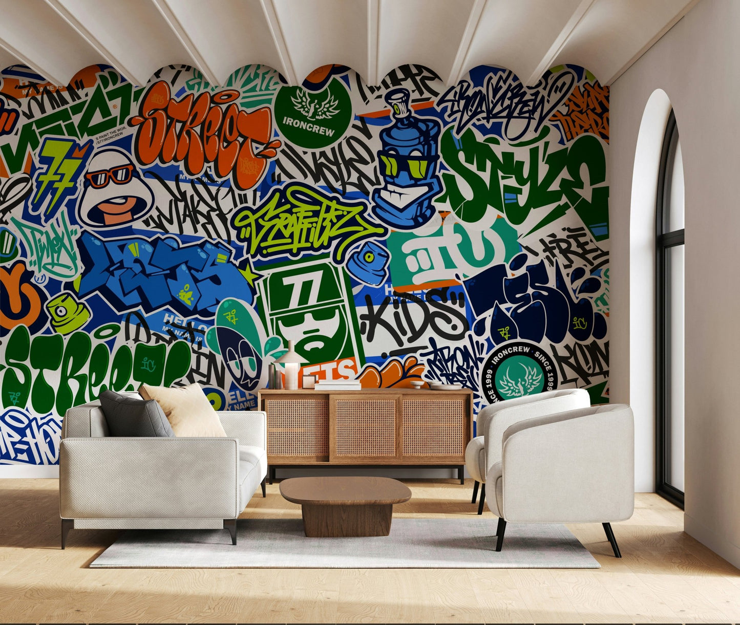 Urban Tag Team Graffiti Sticker Mania Wall Mural - Wallanza