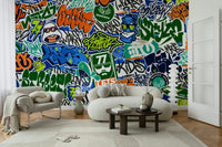 Urban Tag Team Graffiti Sticker Mania Wall Mural - Wallanza