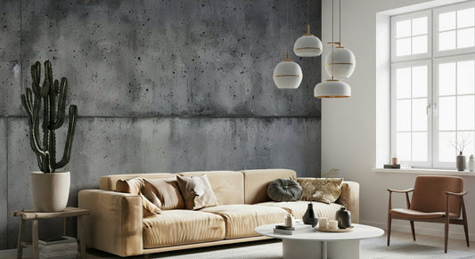 Modern gray apartment accent wall mural