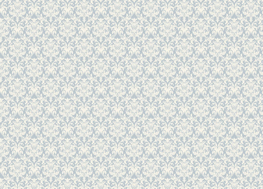 Blue and Beige Seamless Pattern Victorian Wallpaper
