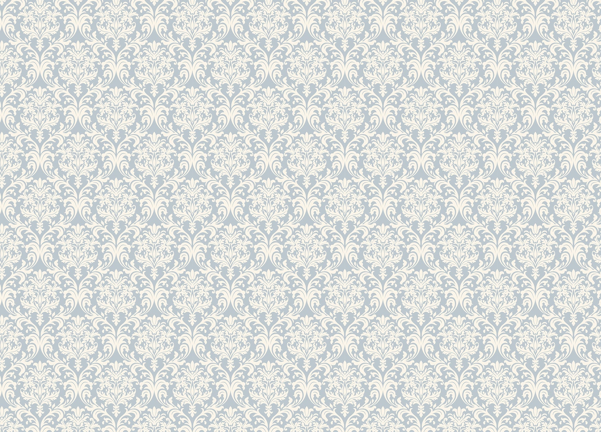 Blue and Beige Seamless Pattern Victorian Wallpaper