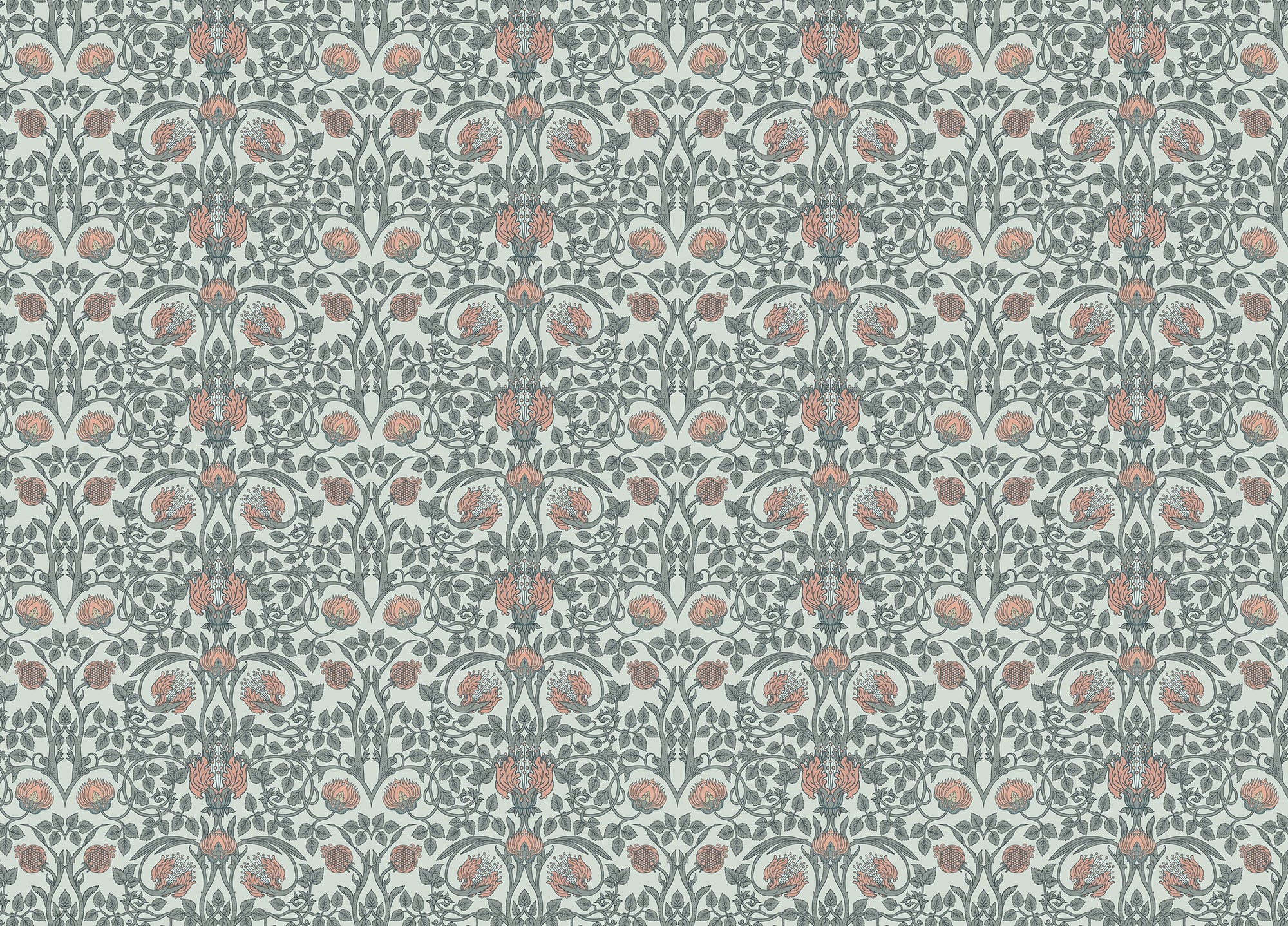 Retro Vintage Enchanted Floral Wallpaper