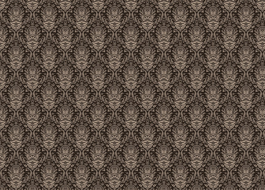 Brown Color Ornament Vintage Damask Wallpaper