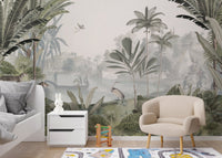 Lush leopard haven mural for tranquil kids space interiors.
