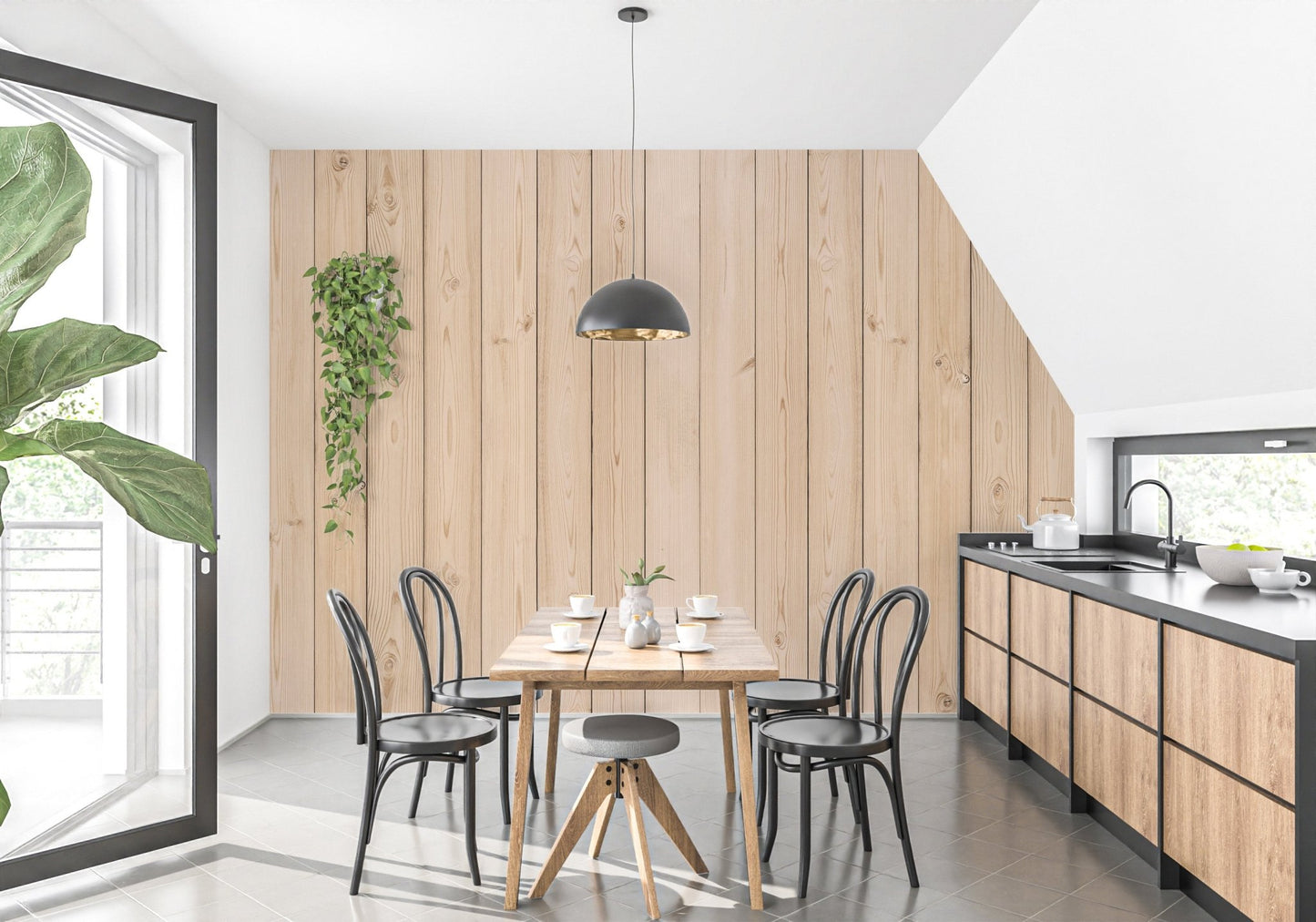 Vertical Striped Wood Elegance Wallpaper for natural charm