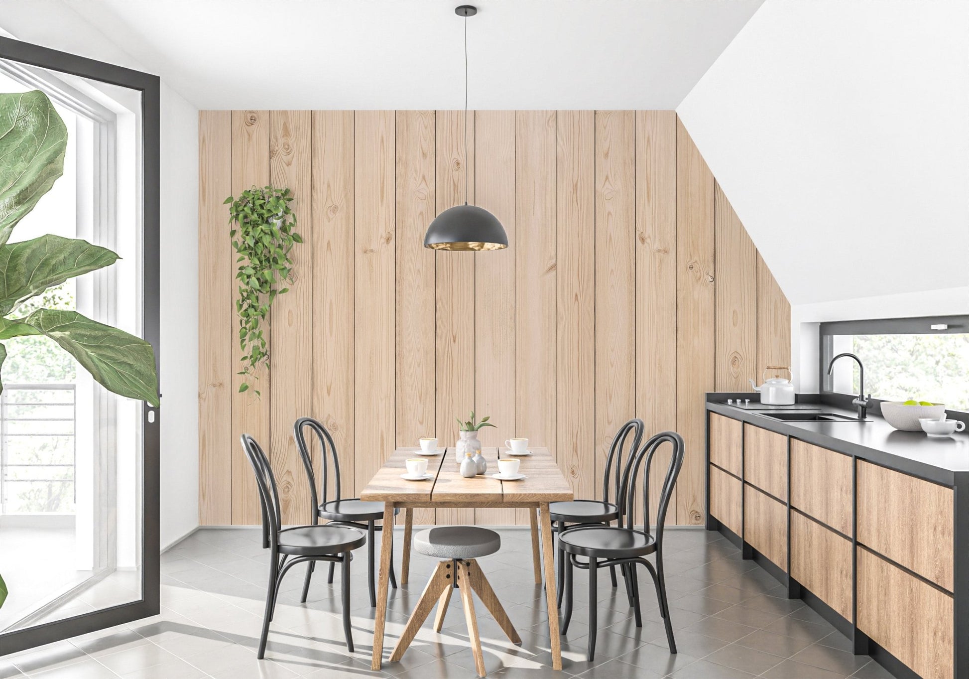 Vertical Striped Wood Elegance Wallpaper for natural charm