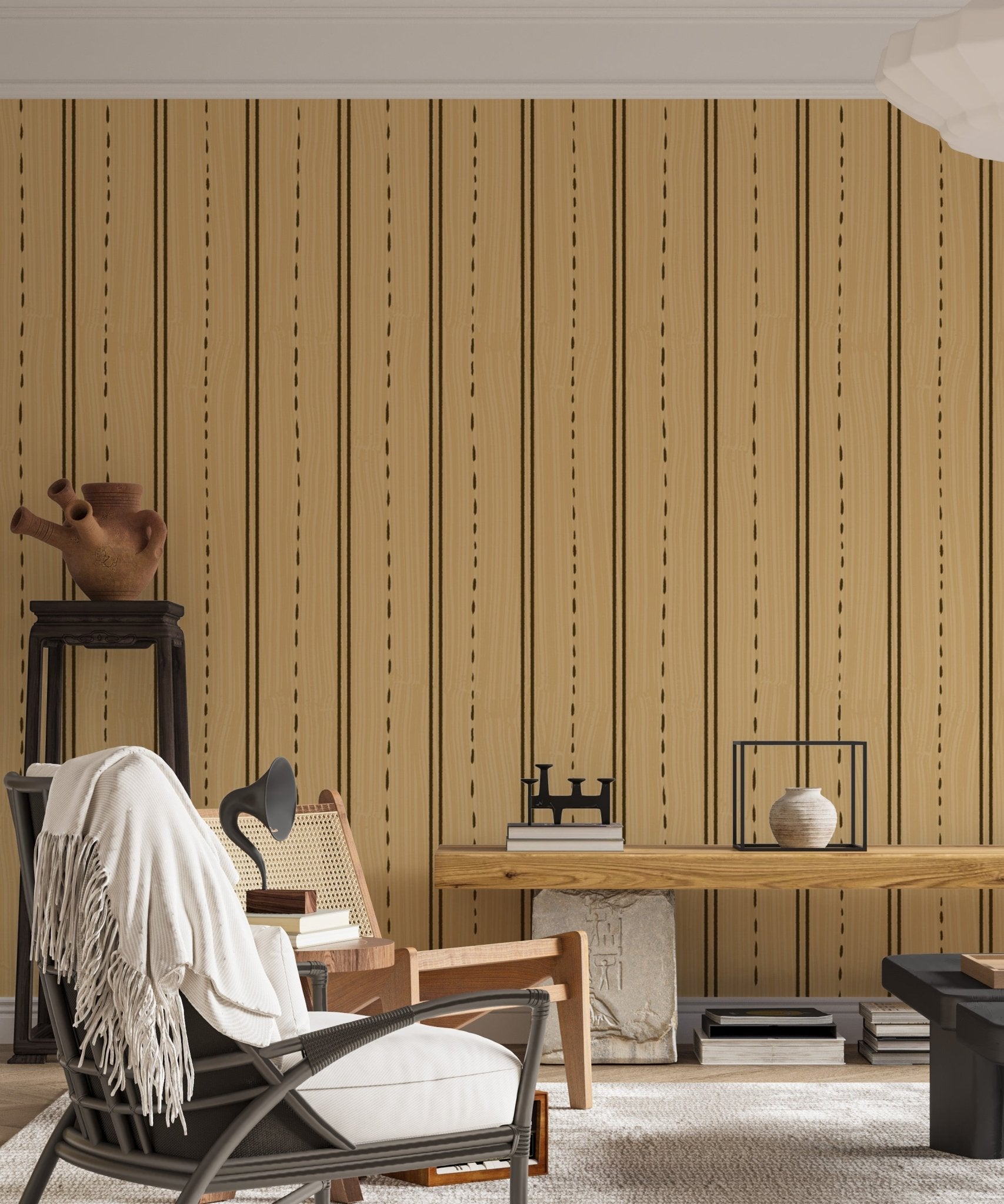 Vertical Wooden Striped Wallpaper - Wallanza