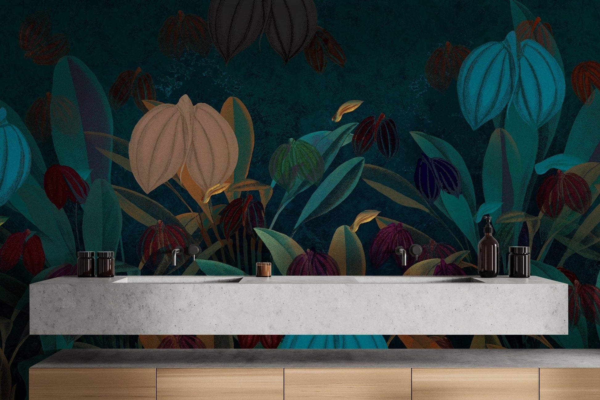Vibrant Botanical Garden Wall Mural - Wallanza