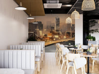 Vibrant New York city mural for modern and dynamic restaurant wall decor.
