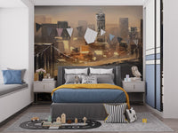 Lively New York mural with vibrant impressions and city charm in kids bedroom.
