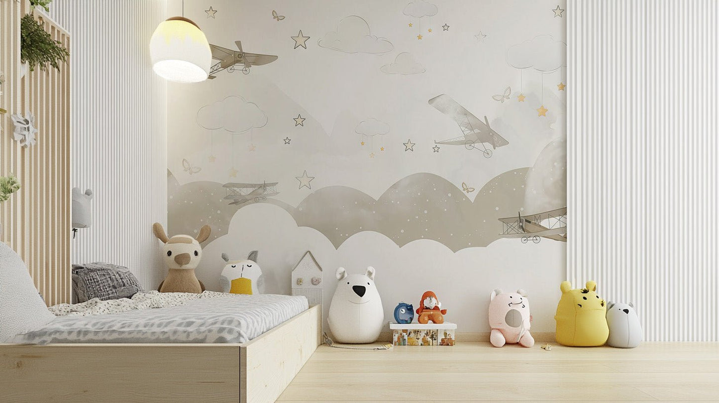 Vintage Airplane Adventure Wall Mural - Wallanza