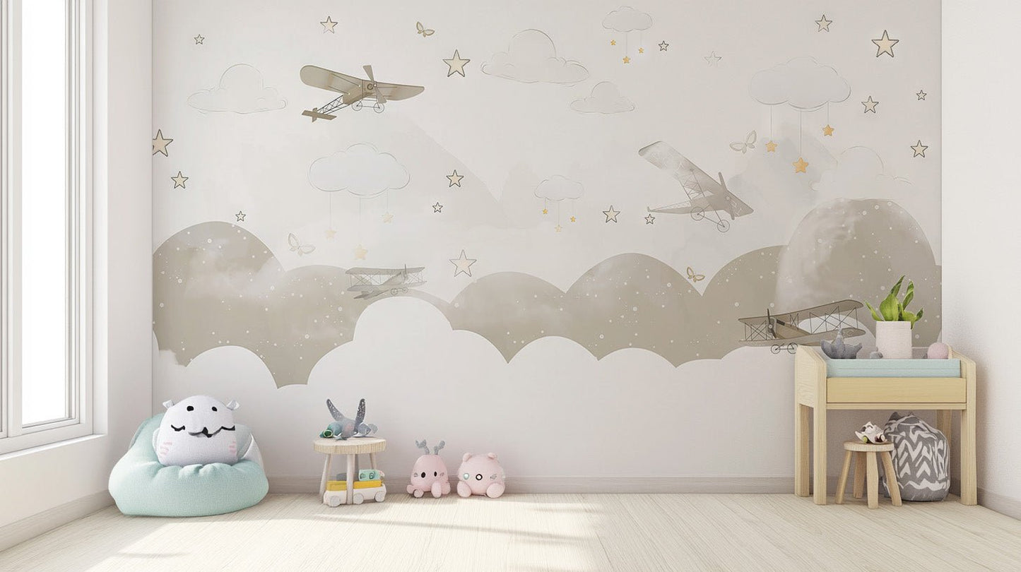 Vintage Airplane Adventure Wall Mural - Wallanza