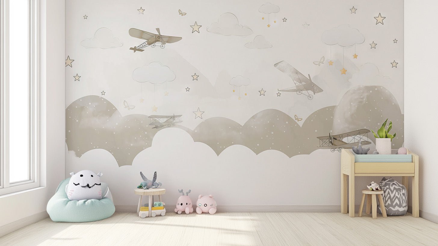Vintage Airplane Adventure Wall Mural - Wallanza