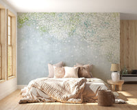 Subtle green canopy wallpaper vintage art wall mural.