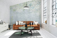 Soft sage floral wallpaper artistic arbor wall mural.
