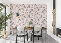 Soft floral sketch pattern wallpaper for interior walls