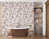 Subtle floral drawing pattern wallpaper design
