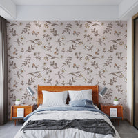 Vintage floral sketch wallpaper with hand-drawn details