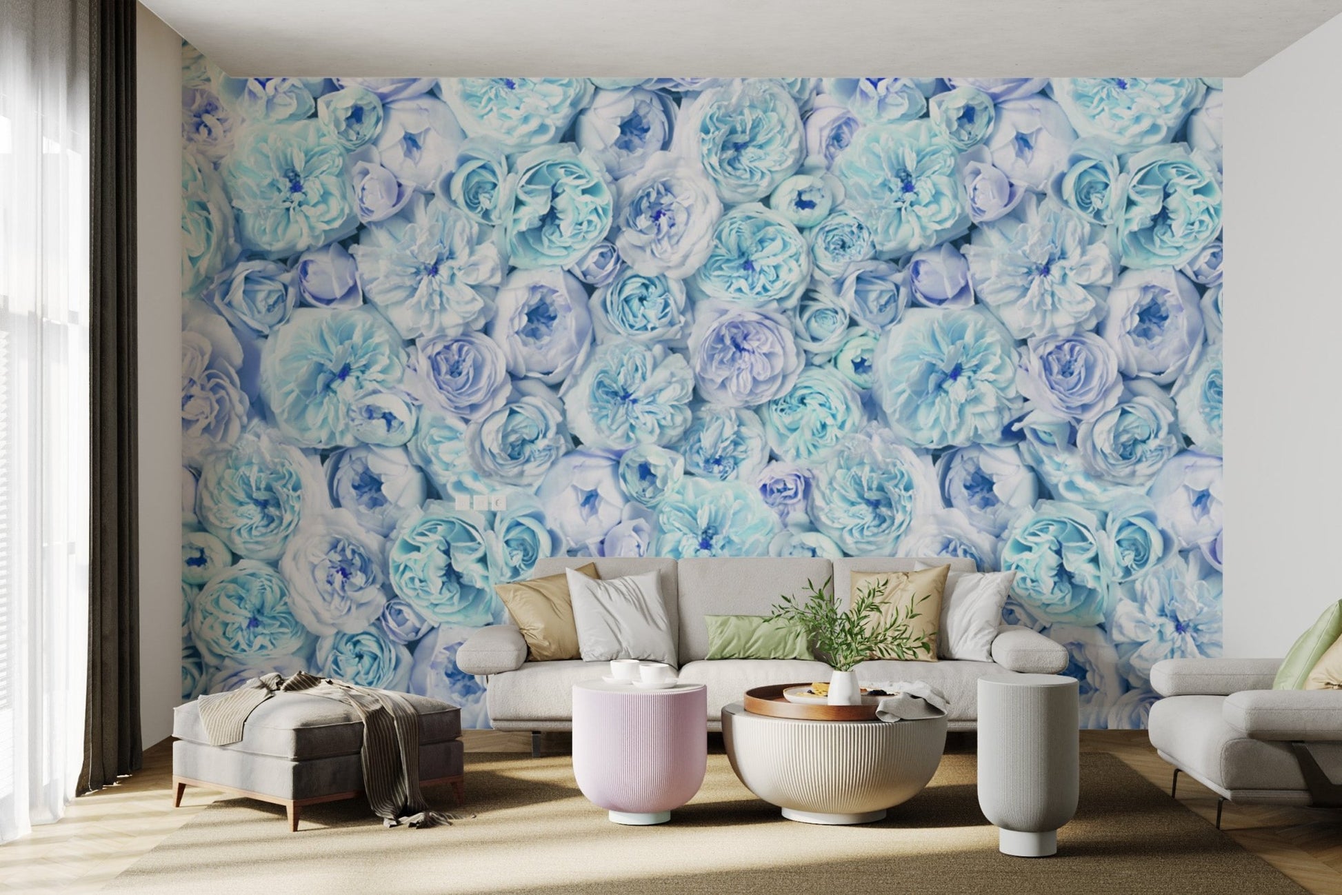 Vintage Blush Blue Wallpaper - Wallanza