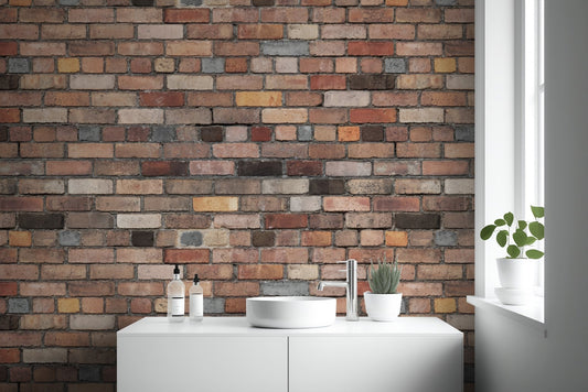 Industrial style faux brick wall mural for a modern interior.