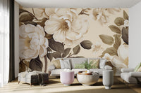 Vintage Cream Floral Wallpaper - Wallanza