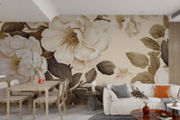 Vintage Cream Floral Wallpaper - Wallanza