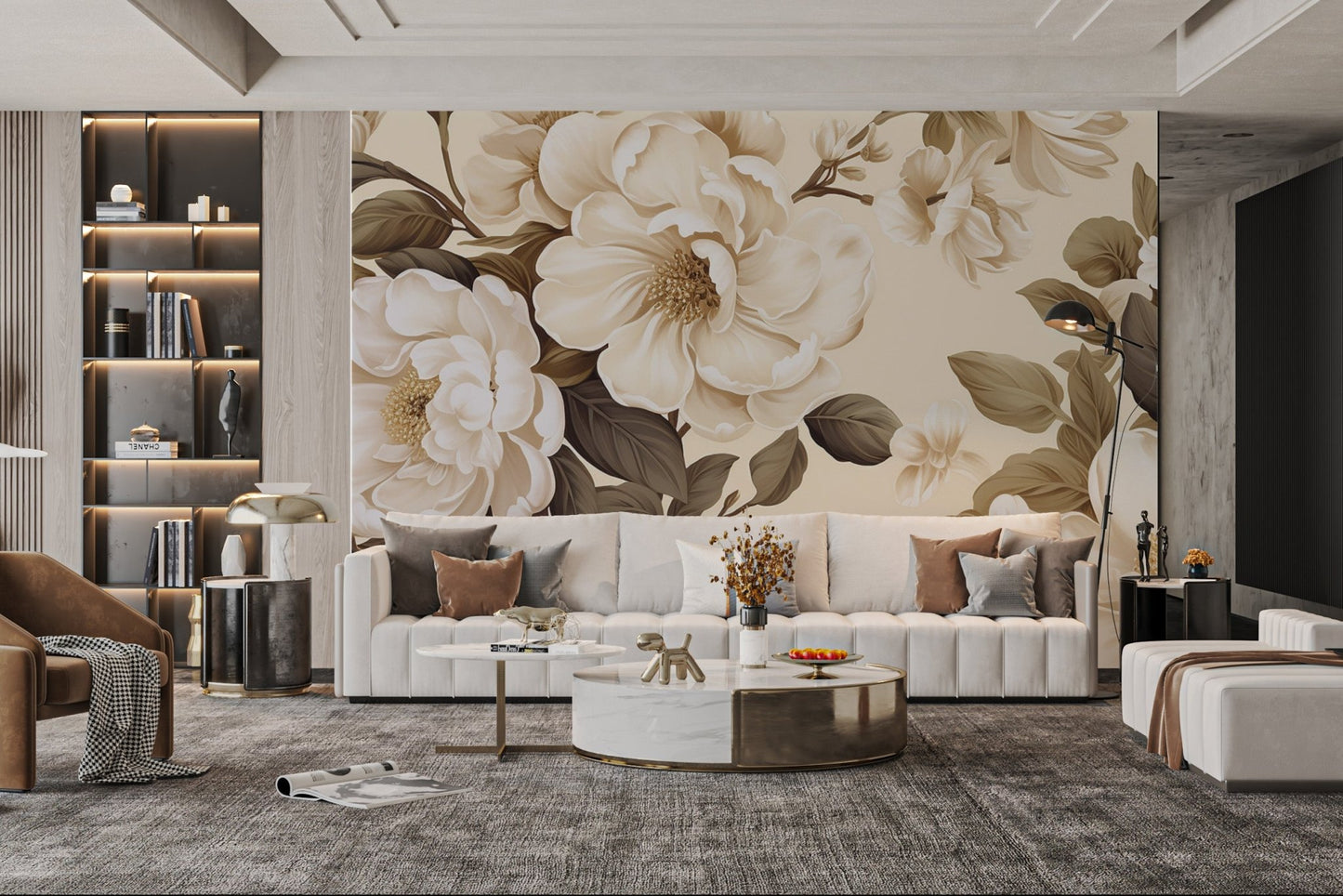 Vintage Cream Floral Wallpaper - Wallanza