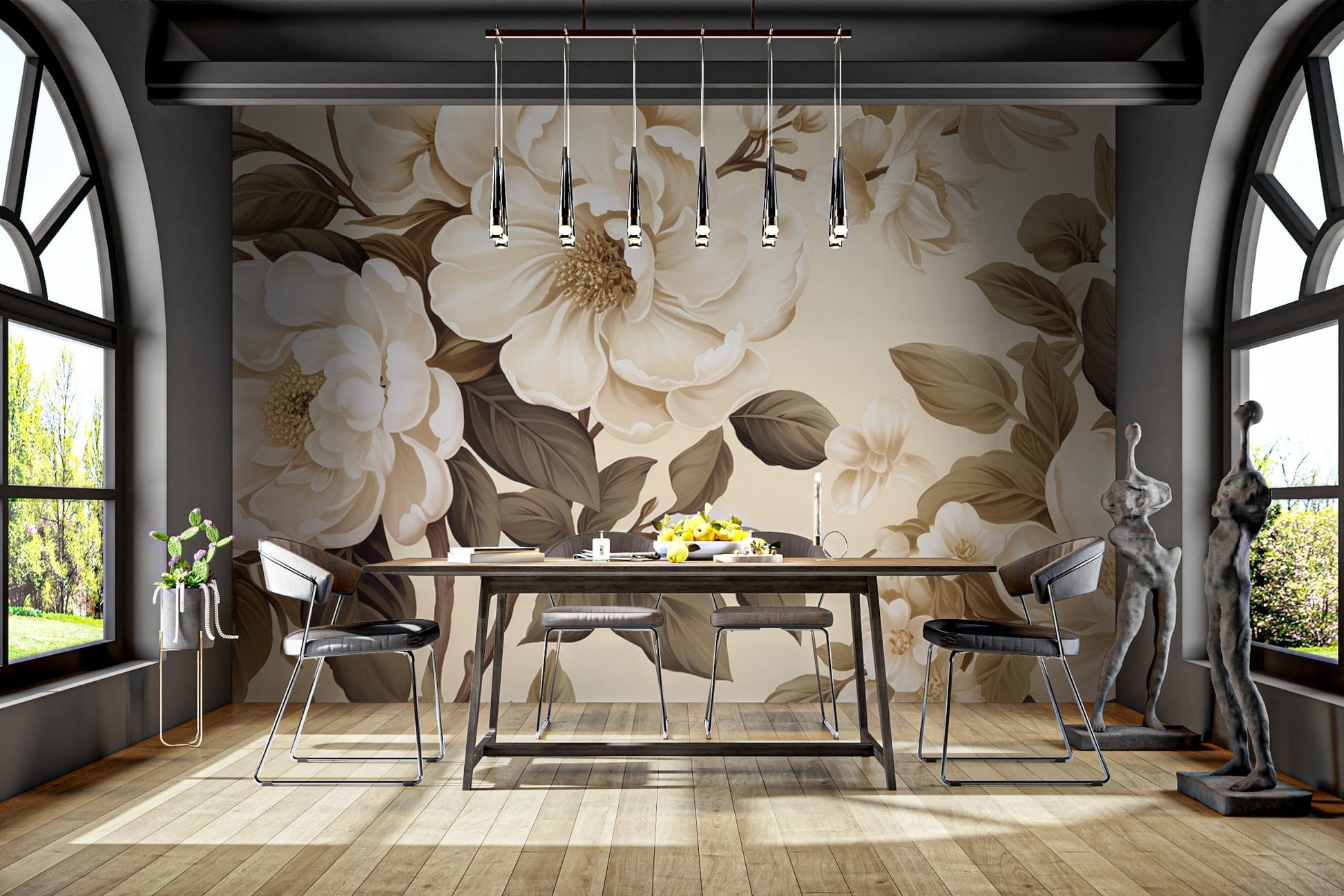 Vintage Cream Floral Wallpaper - Wallanza