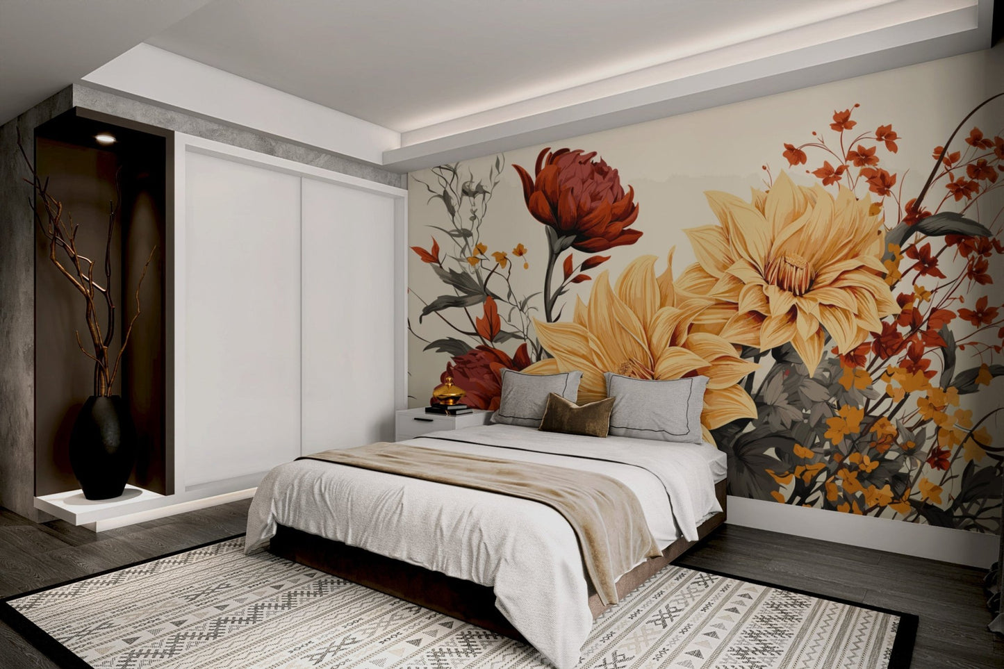 Vintage Dahlia Floral Wall Art - Wallanza