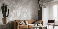 Elegant floral pattern wallpaper in a stylish apartment living room.