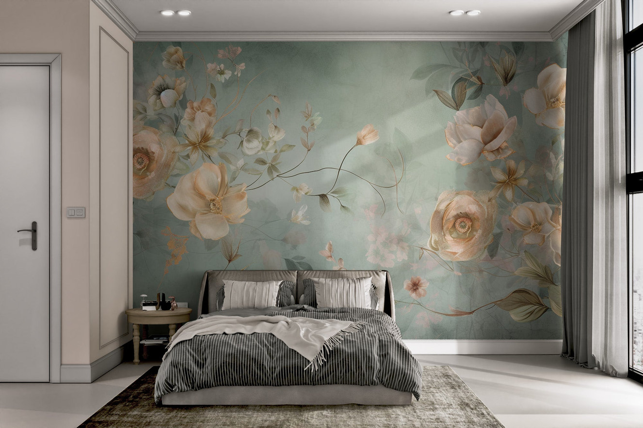 Vintage Floral Wallpaper Mural - Wallanza