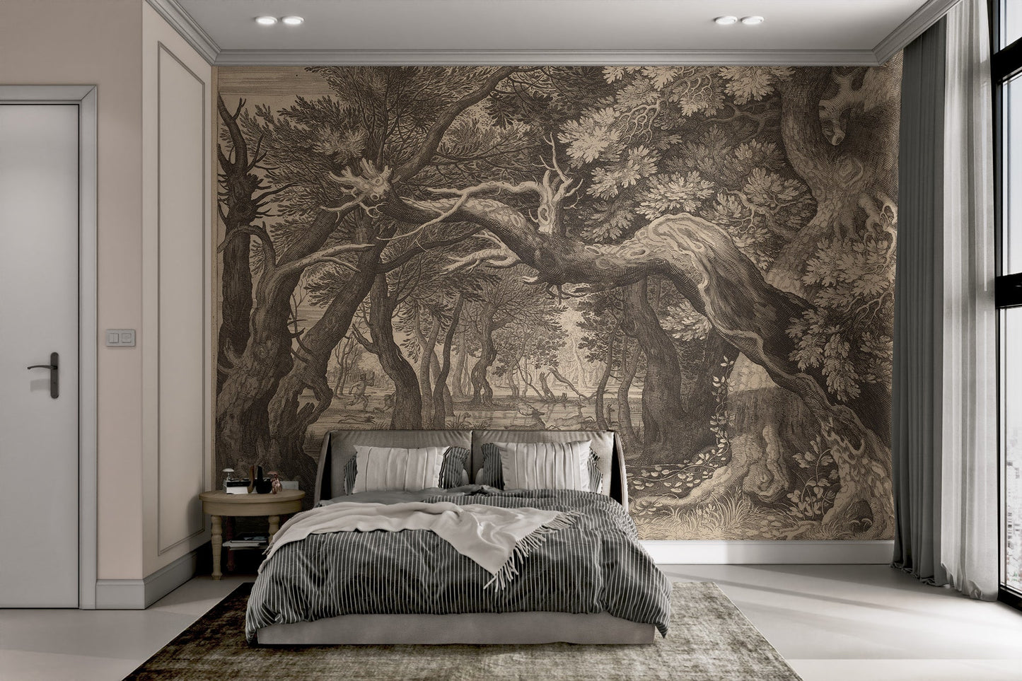 Vintage Forest Landscape Print Wallpaper - Wallanza