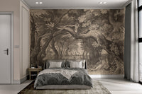 Vintage Forest Landscape Print Wallpaper - Wallanza