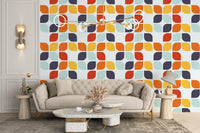 Geometric shapes in mosaic wallpaper art

