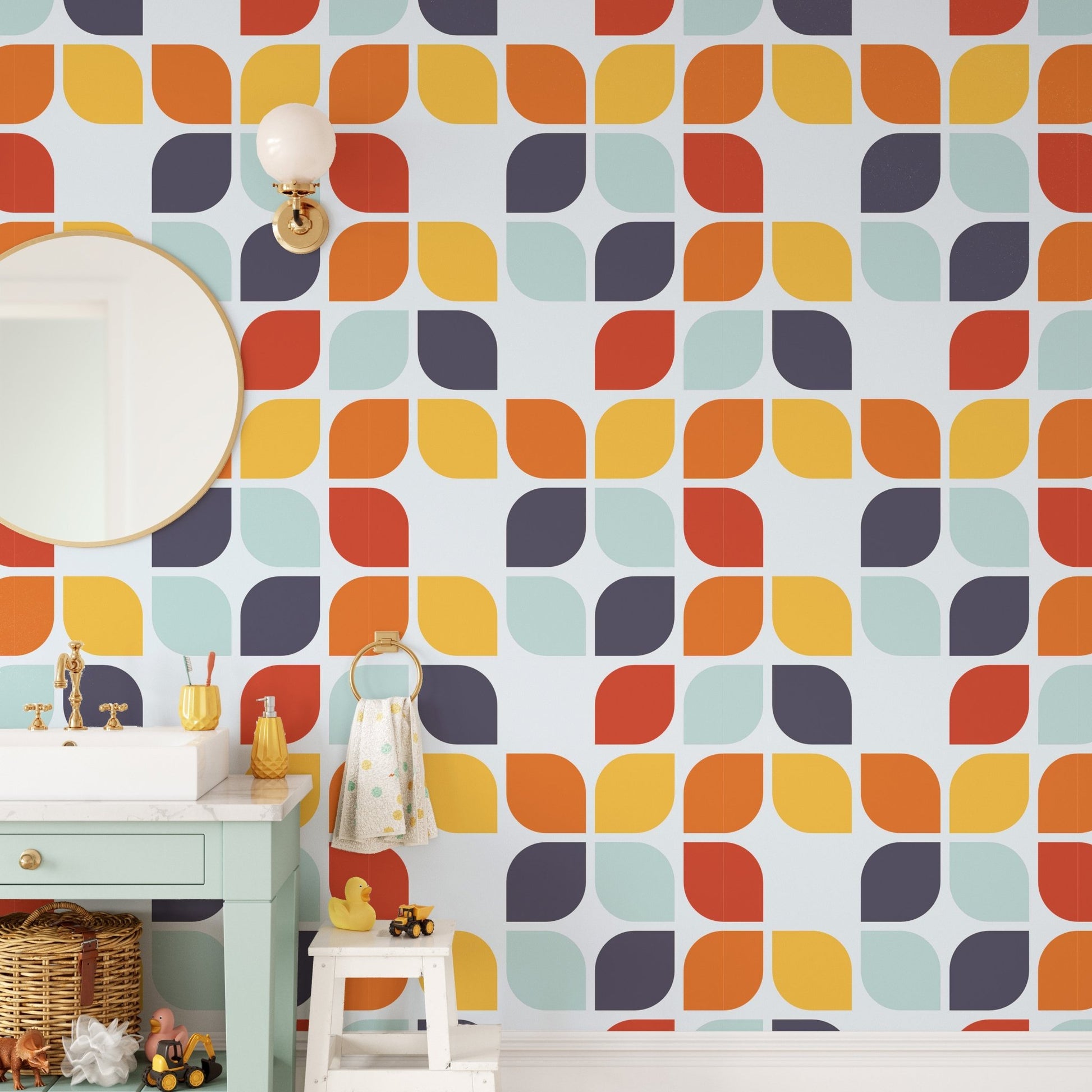 Artful vintage geometric mosaic wallpaper
