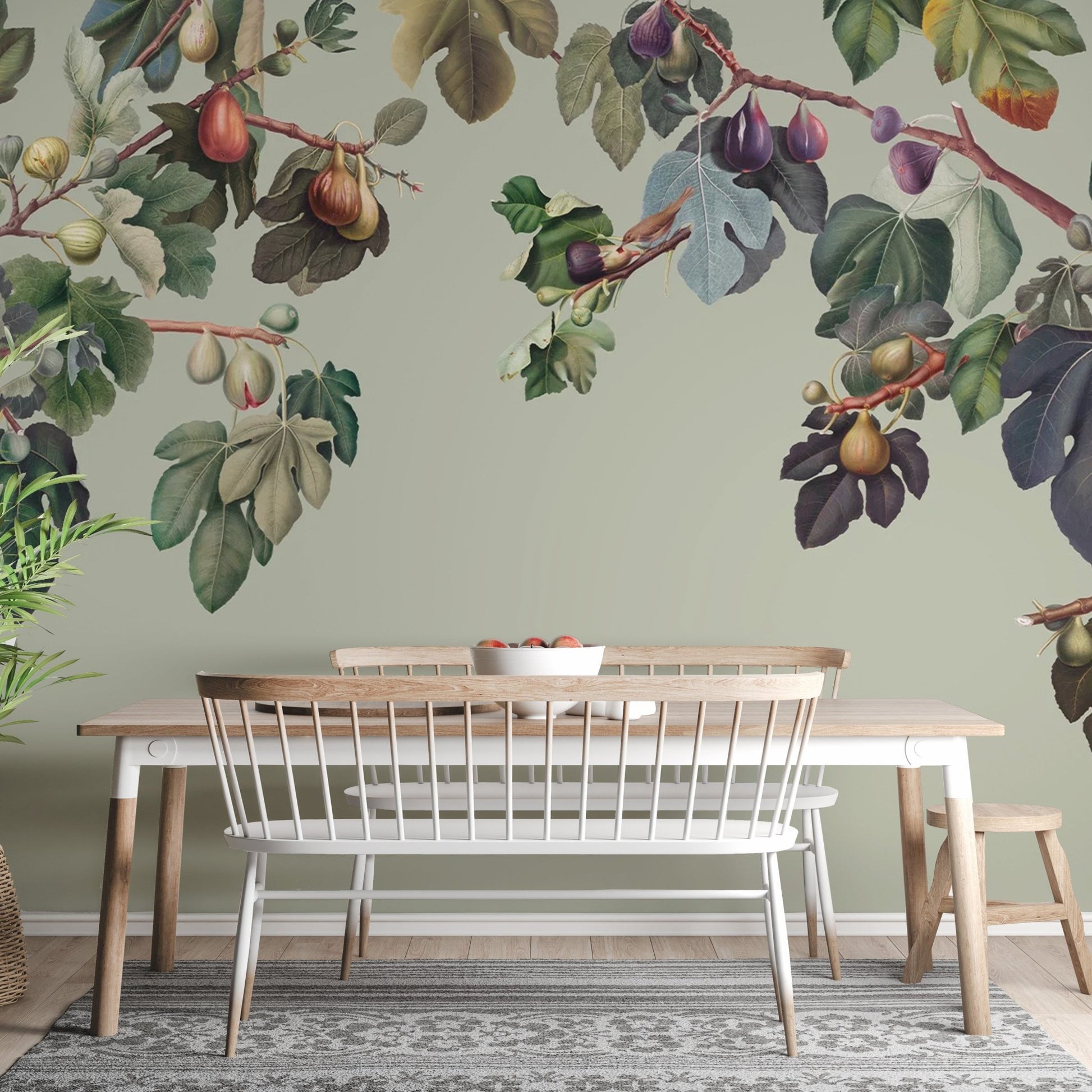 Vintage Green Fig Tree Wall Mural - Wallanza