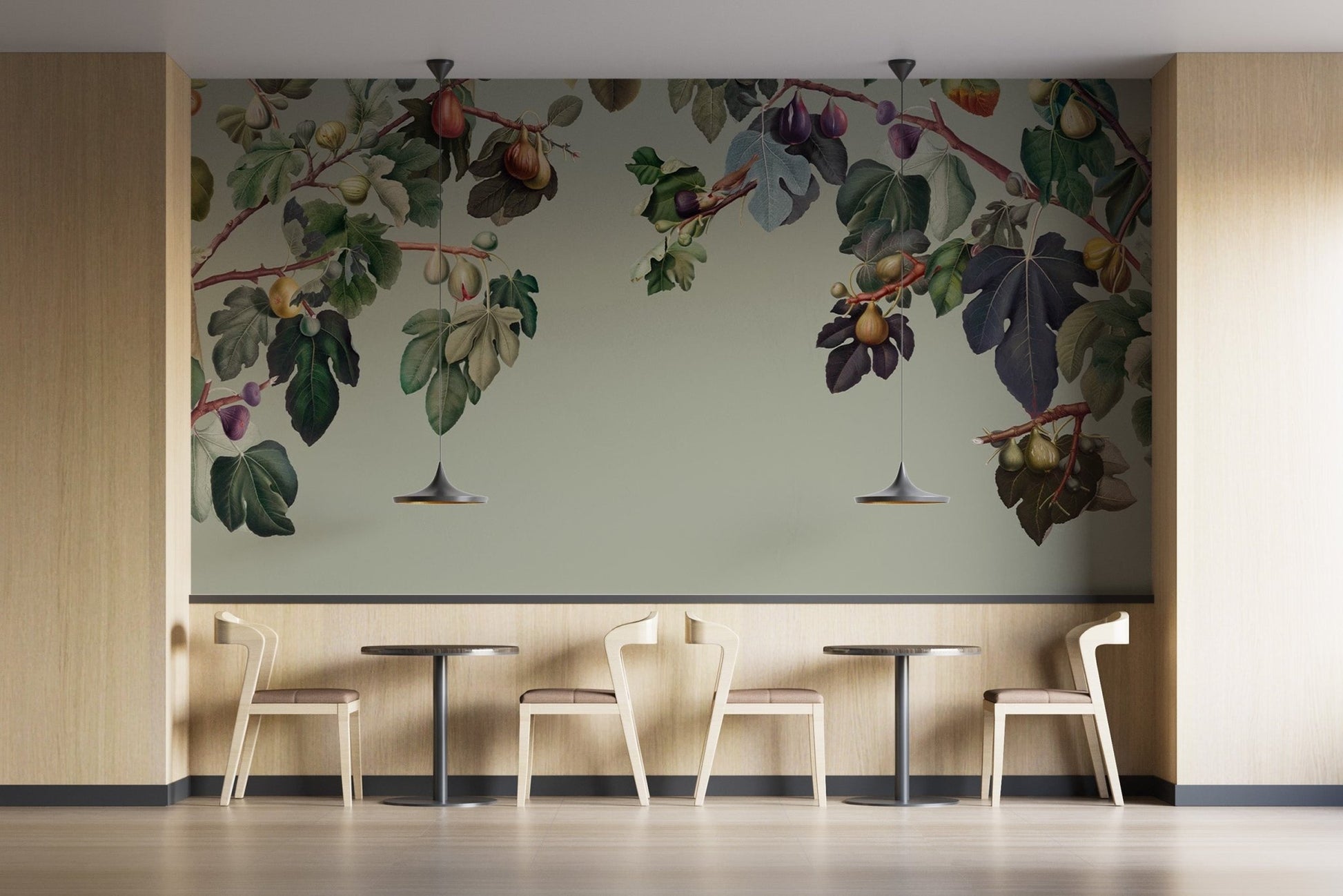 Vintage Green Fig Tree Wall Mural - Wallanza
