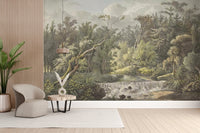 Vintage Jungle Waterfall Wall Mural - Wallanza