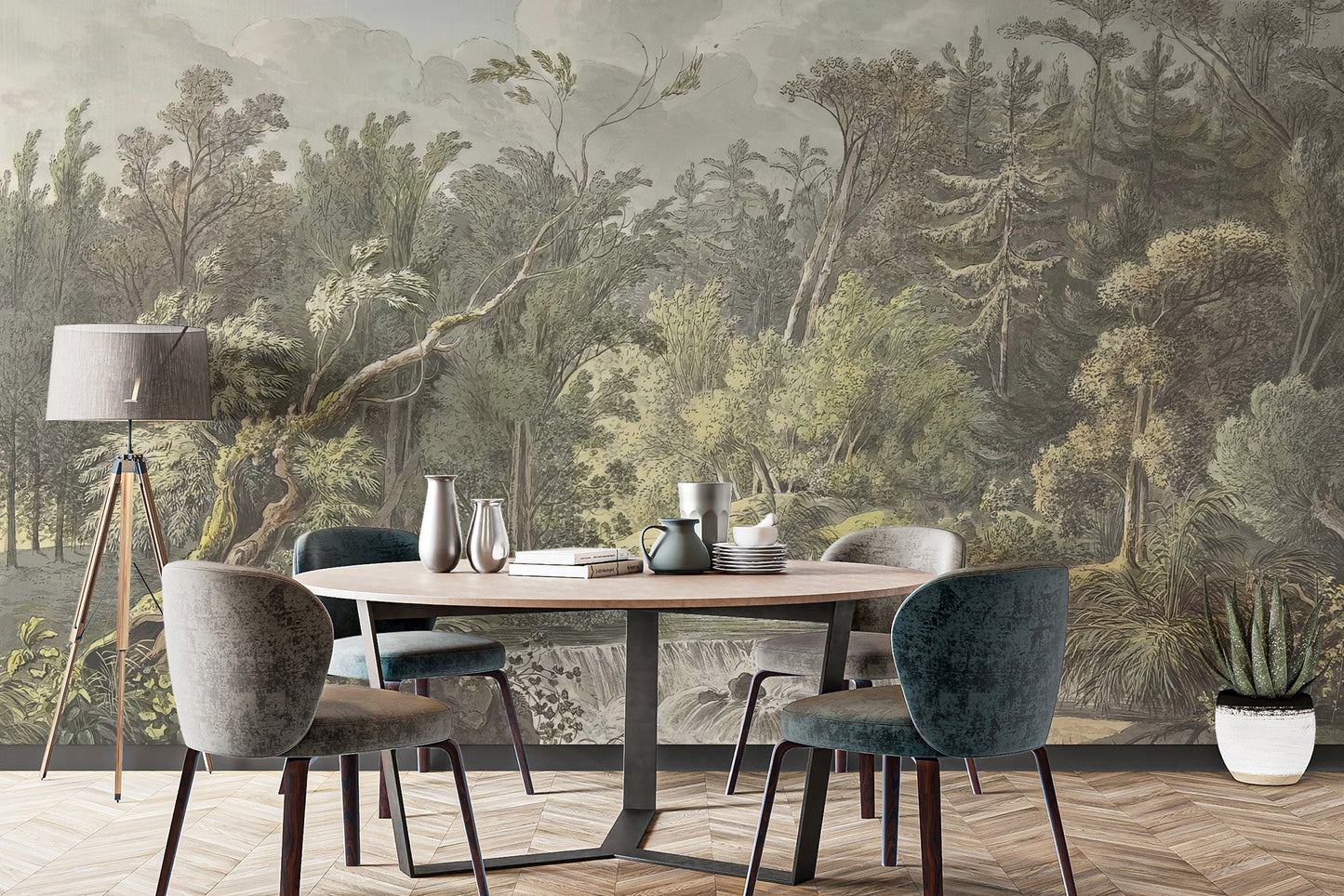 Vintage Jungle Waterfall Wall Mural - Wallanza