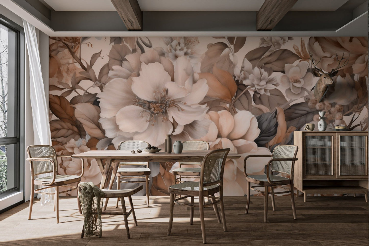 Vintage Muted Floral Wallpaper - Wallanza