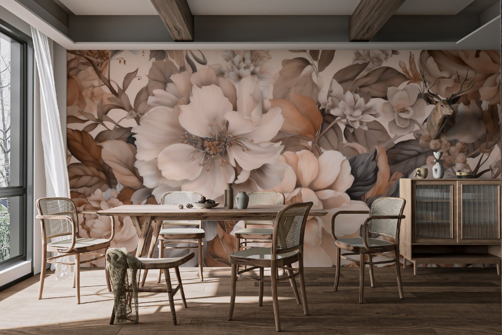 Vintage Muted Floral Wallpaper - Wallanza