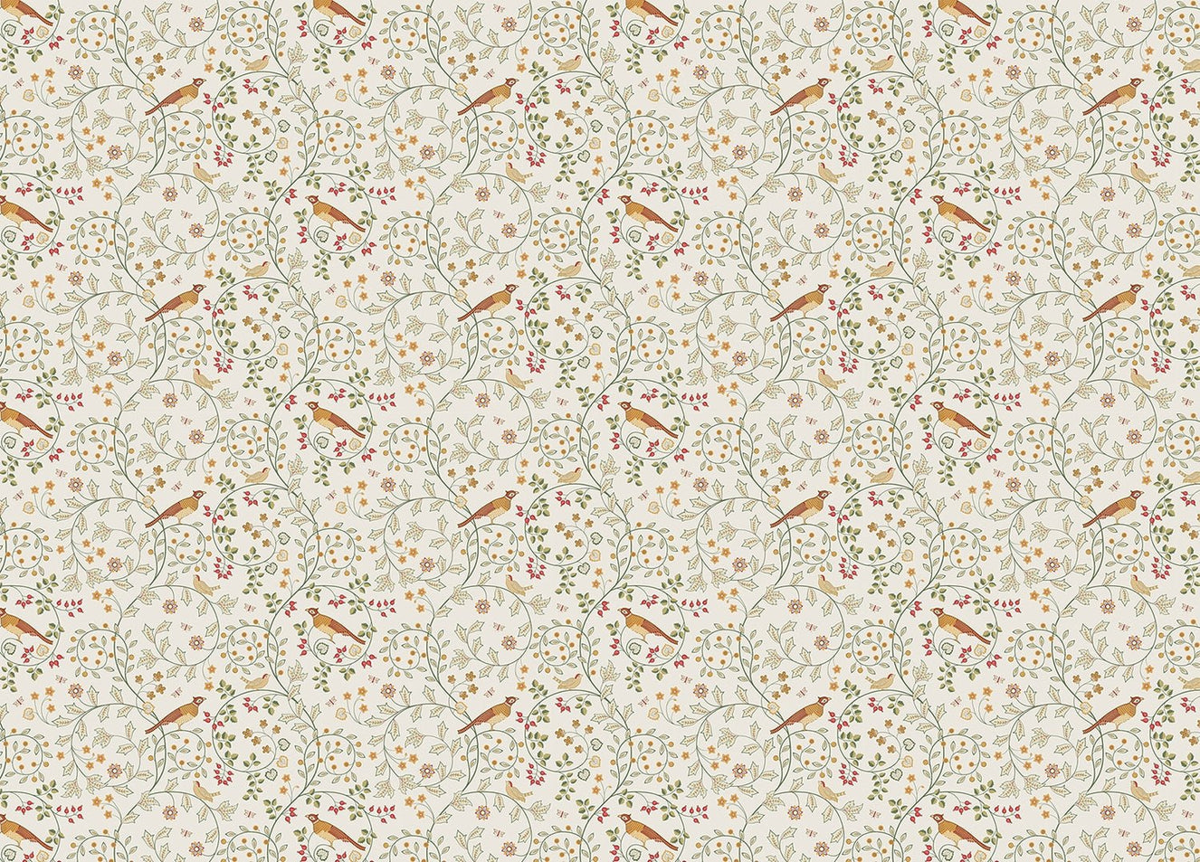 Vintage Ornament Plants Flowers and Birds Wallpaper