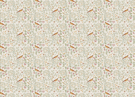 Vintage Ornament Plants Flowers and Birds Wallpaper