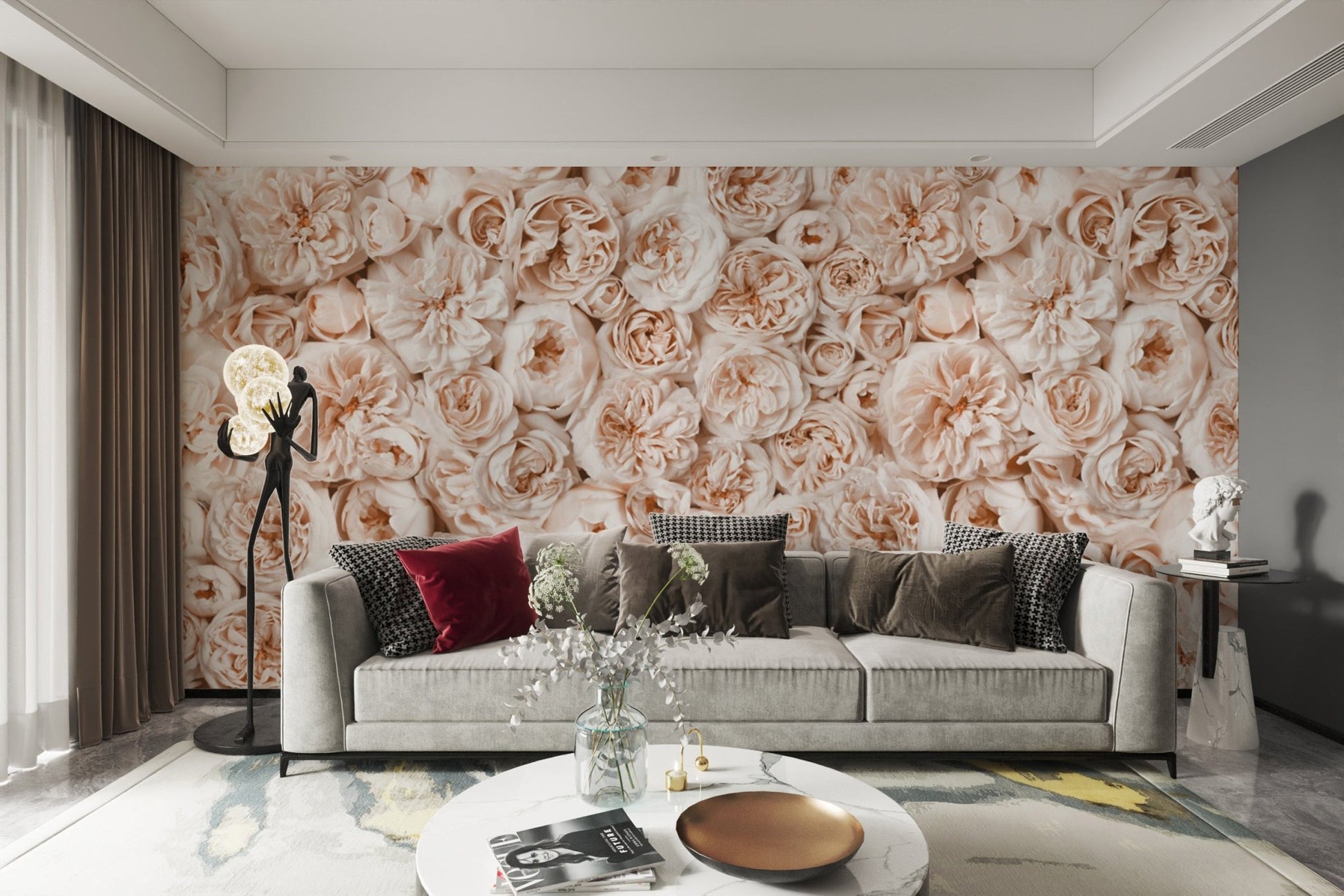 Vintage Peach Floral Wallpaper - Wallanza