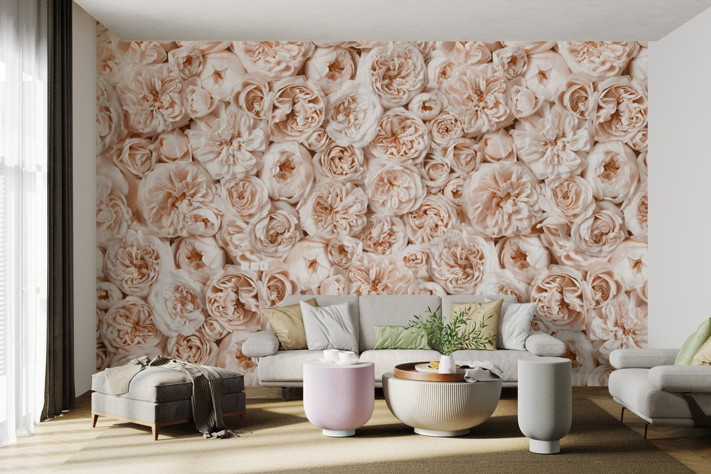 Vintage Peach Floral Wallpaper - Wallanza