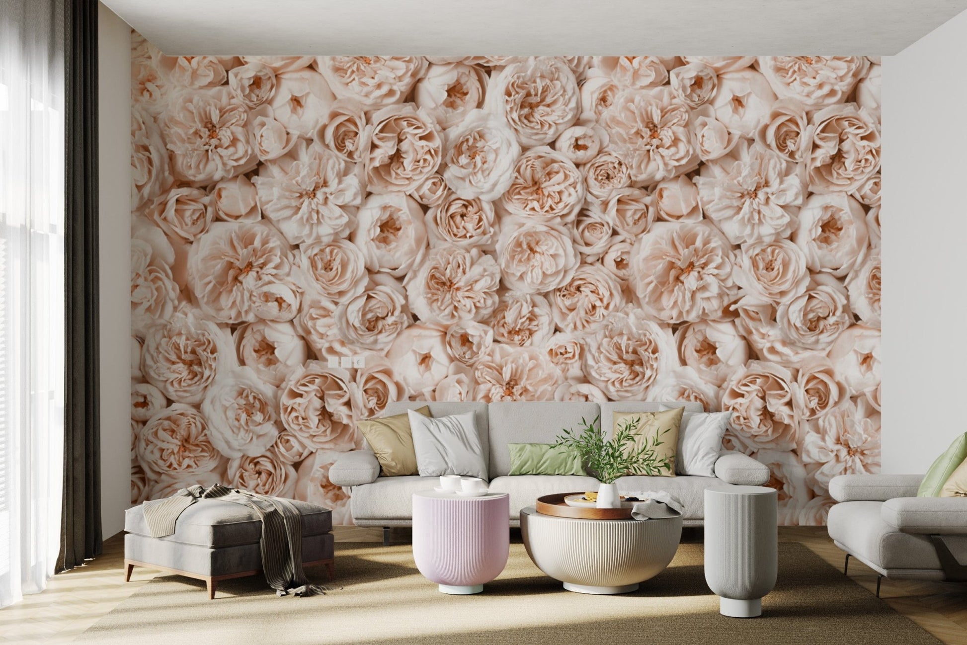 Vintage Peach Floral Wallpaper - Wallanza