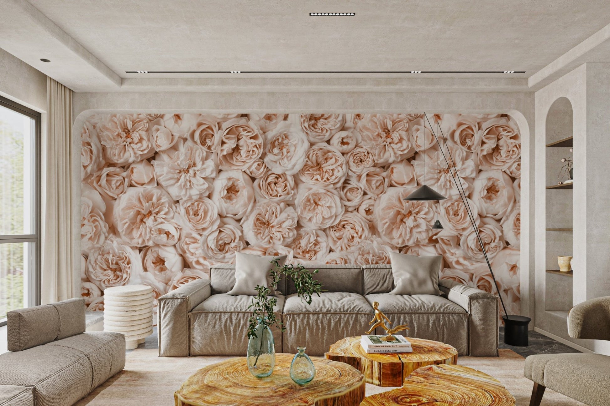 Vintage Peach Floral Wallpaper - Wallanza