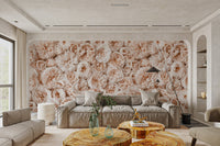 Vintage Peach Floral Wallpaper - Wallanza