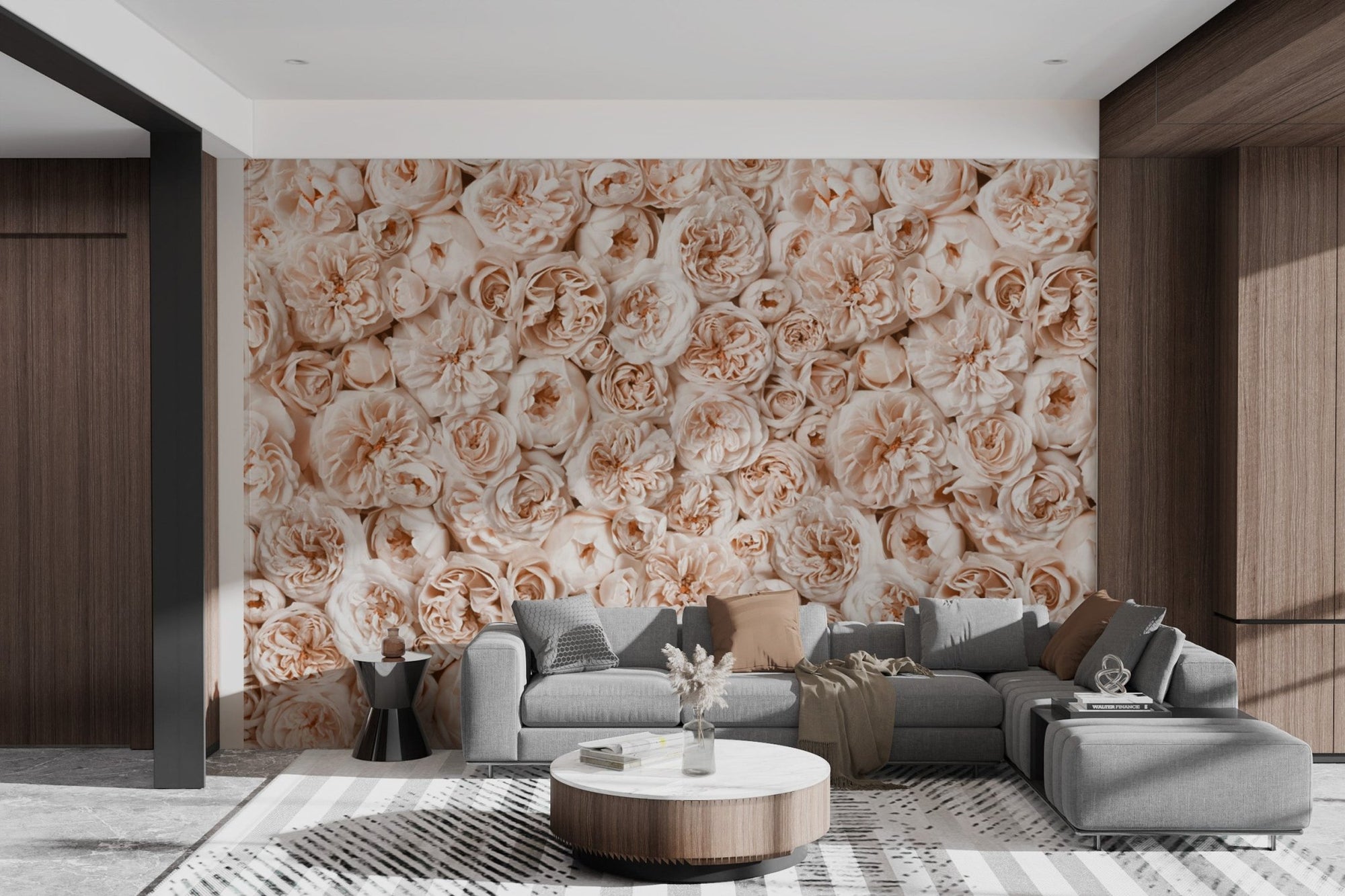Vintage Peach Floral Wallpaper - Wallanza